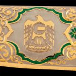 Emblem of the UAE - Golden Falcon on a knife sheath.