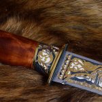 Handmade jewelry - knife decorated with art engraving, gilding and enameling