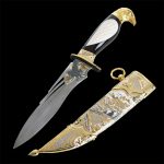 Luxurious Eagle Knife with Combined Ebony and White Bone Grip