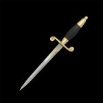 Stylish dagger with a sharp blade and a black wooden handle
