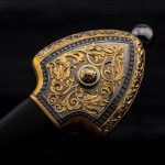 Dagger hilt - a work of art made of noble materials (Gold, Rhodium, natural wood)