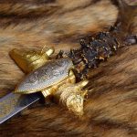 Jewelry work of the gunsmiths of Zlatoust. Dagger with a horn on the skin.