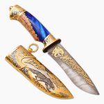 gift knife with blue handle and gold sheath