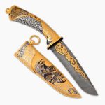 gold damascus steel knife