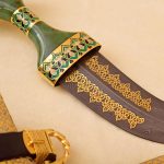 Damascus steel blade with jade handle