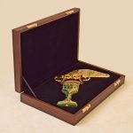 Gift wooden box with golden dagger