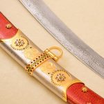 damasscus steel and red scabbard