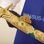 Scabbard decorated with snake skin and gold plates