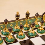 Chess pieces are made of natural stones