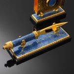 Lapis lazuli stationery knife with gold coating