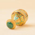 golden office stamp with malachite stone